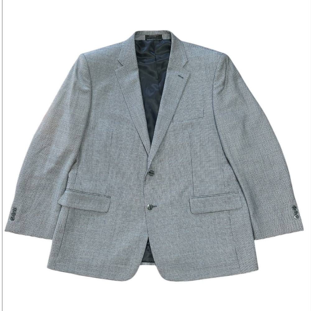 Petrocelli Arthur Brown/Blue/Gray Herringbone Plaid Blazer Size:46R 100% Wool